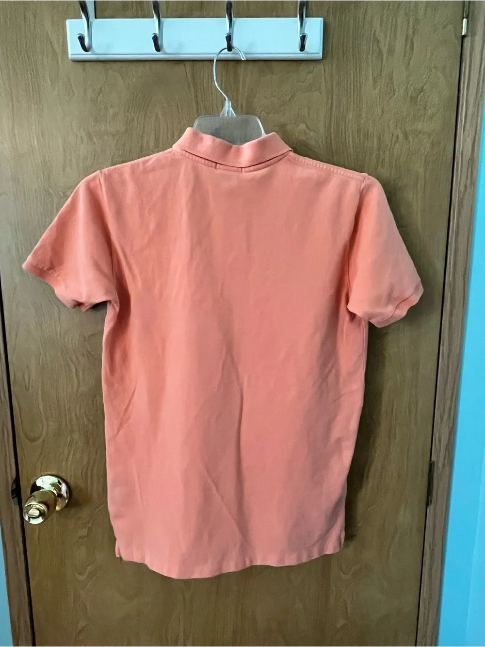 Polo Ralph Lauren Orange Short-Sleeve Polo Boys Shirt Size 20 XL Teal Pony EUC